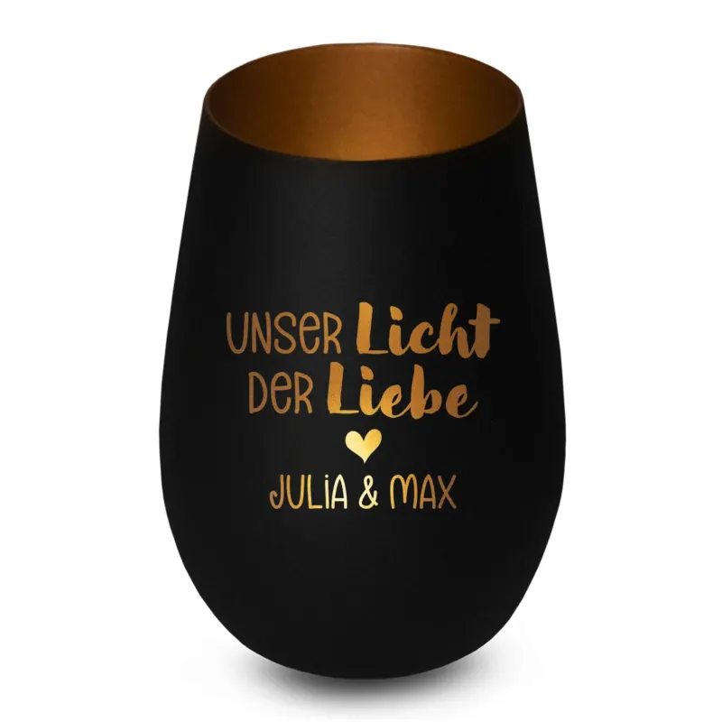 Bild: Personalisiertes Windlicht - Unser Licht der Liebe mit Namen - Liebesgeschenk für Paare.
