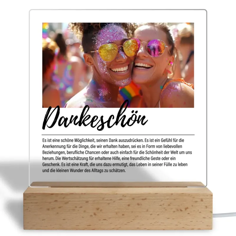 Bild: Personalisiertes Acryl Glasbild - Definition Dankeschön - Fotogeschenk mit Foto zum Danke sagen.