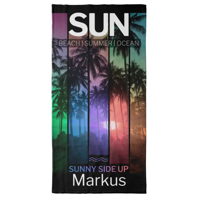 Bild: Personalisiertes Handtuch & Duschtuch - Beach Sumer Vibes mit Namen.