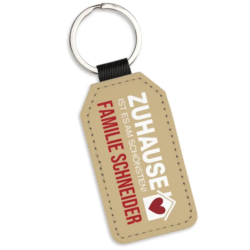 Bild: Personalisierter Schlüsselanhänger - Zuhaus ist es am schönsten - Familie "Name" - Einweihungsgeschenk.
