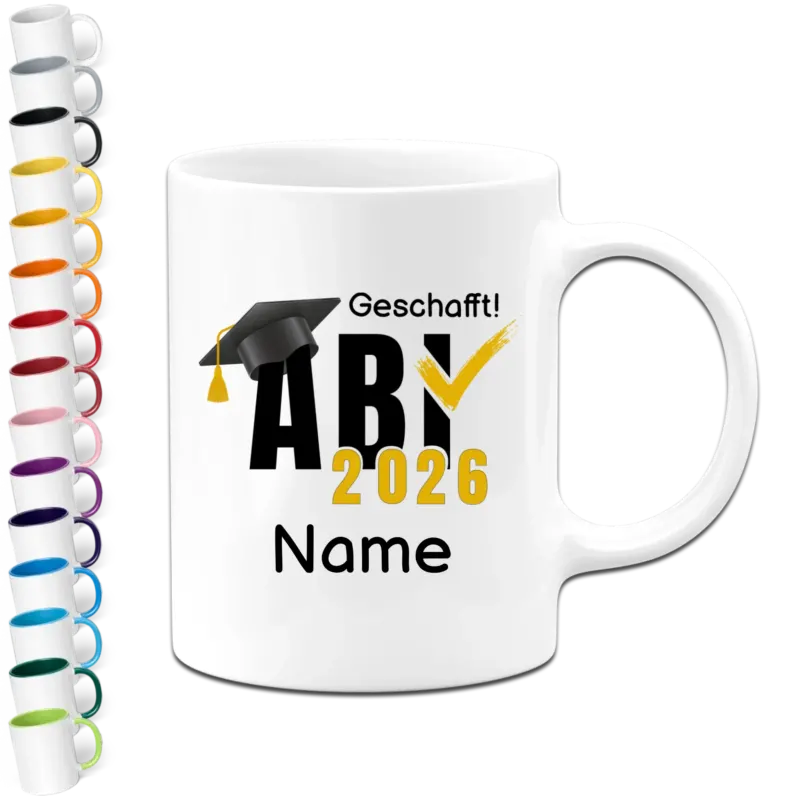 Personalisierte Abitur Tasse - ABI 2026 geschaftt! - Name