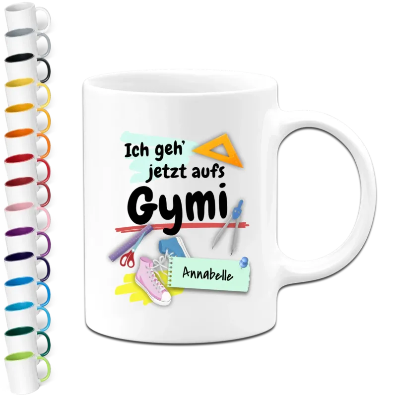 Personalisierte Tasse - Ich geh jetzt aufs Gymi mit Namen - Geschenk zum Schulwechsel
