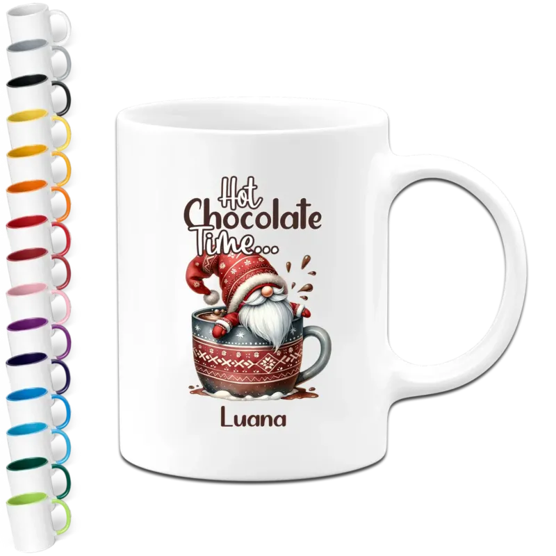 Bild: Personalisierte Wichtel Weihnachtstasse - Hot Chocolate Time - Tasse mit Name.