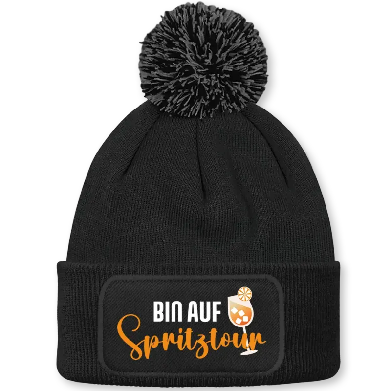 Bin auf Spritztour - Beanie mit Bommel