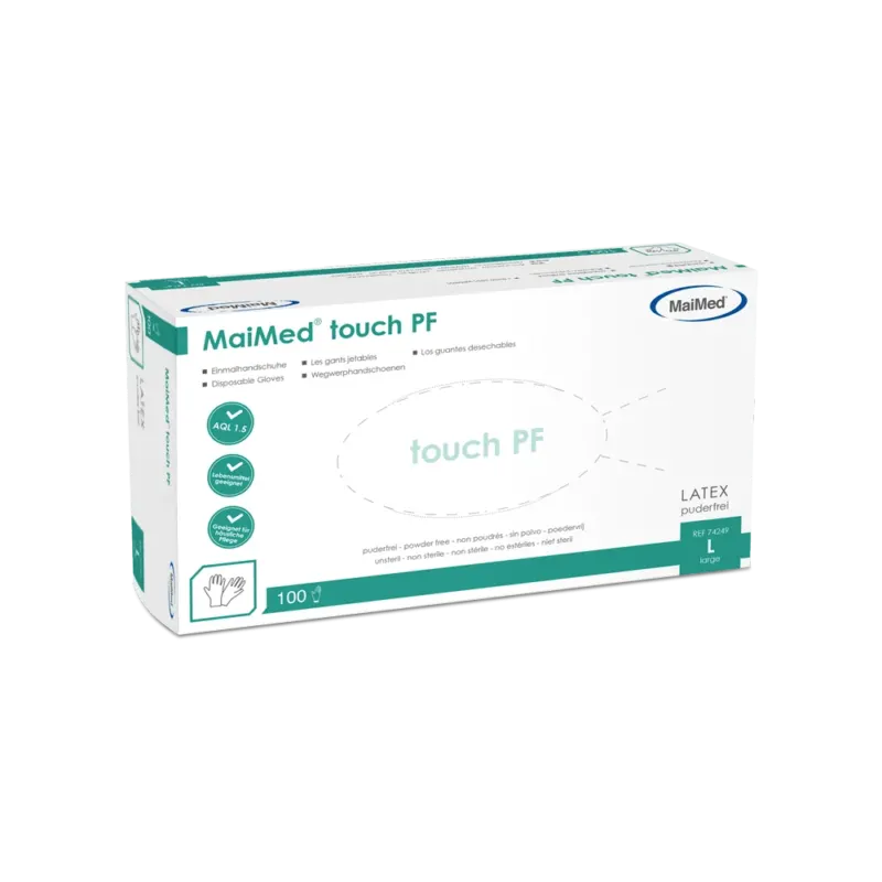 MaiMed touch PF Einmal-Latexhandschuhe, puderfrei, 100 St./Box