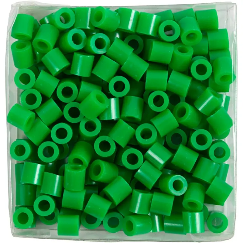 Fuse Beads, size 5x5 mm, hole size 2,5 mm, medium, green (32230), 1100 pc