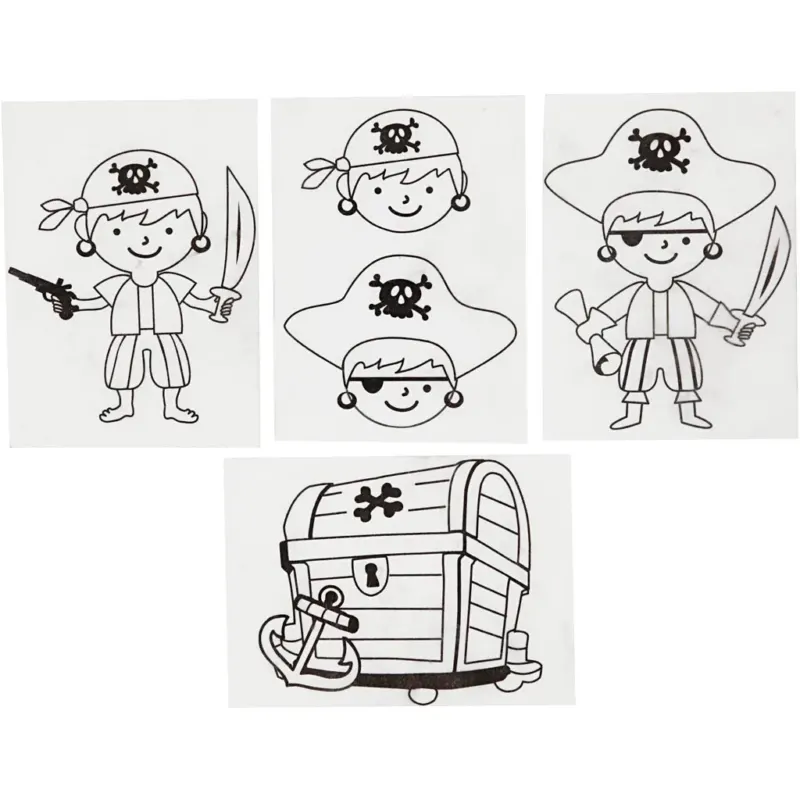 Shrink plastic sheets with motifs, pirates, sheet 10,5x14,5 cm, thickness 0,3 mm, matt transparent, 4 sheet