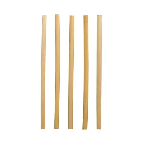 Fünf PAPSTAR Trinkhalme Schilf "pure" (Ø 7 mm, 20 cm) von PAPSTAR GmbH stehen vertikal vor weißem Hintergrund; die umweltfreundlichen Halme variieren leicht in Dicke und Farbton.