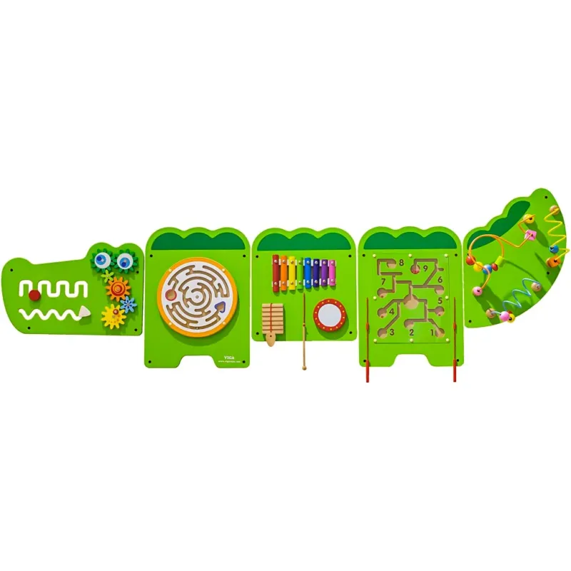 VIGA play wall with crocodile design, size 187x61 cm