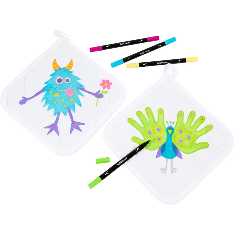 Group Craft Kit Decorate Your Own Pot Holders, black, white