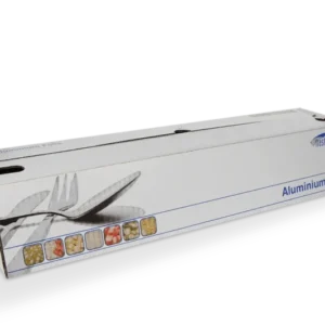 takeaware.nl Folierollen Aluminiumfolie rol in dispenser cutterbox 50cm x 150m