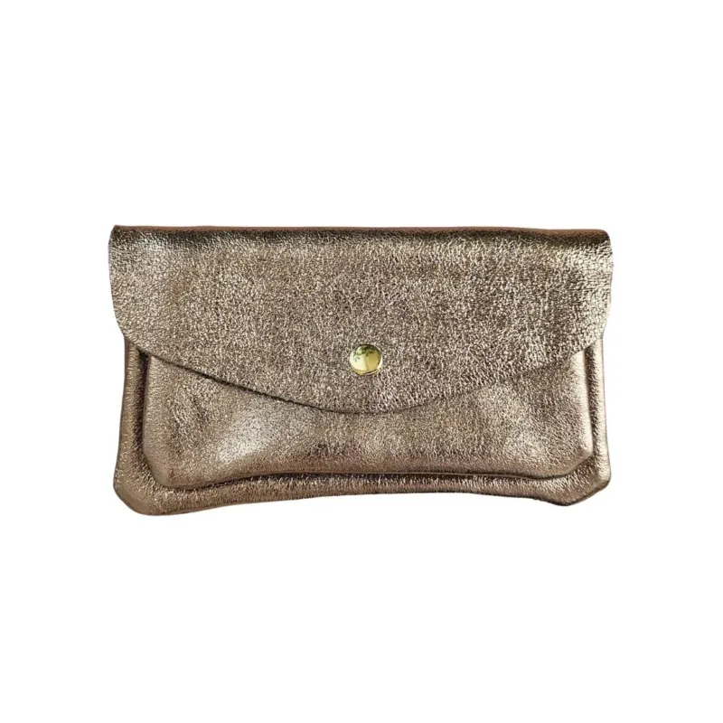 Damen Brieftasche aus Leder metallic steel