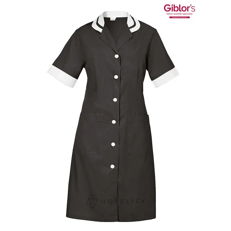 Camice Ninfea con Maniche Corte, colore Nero - Giblor's