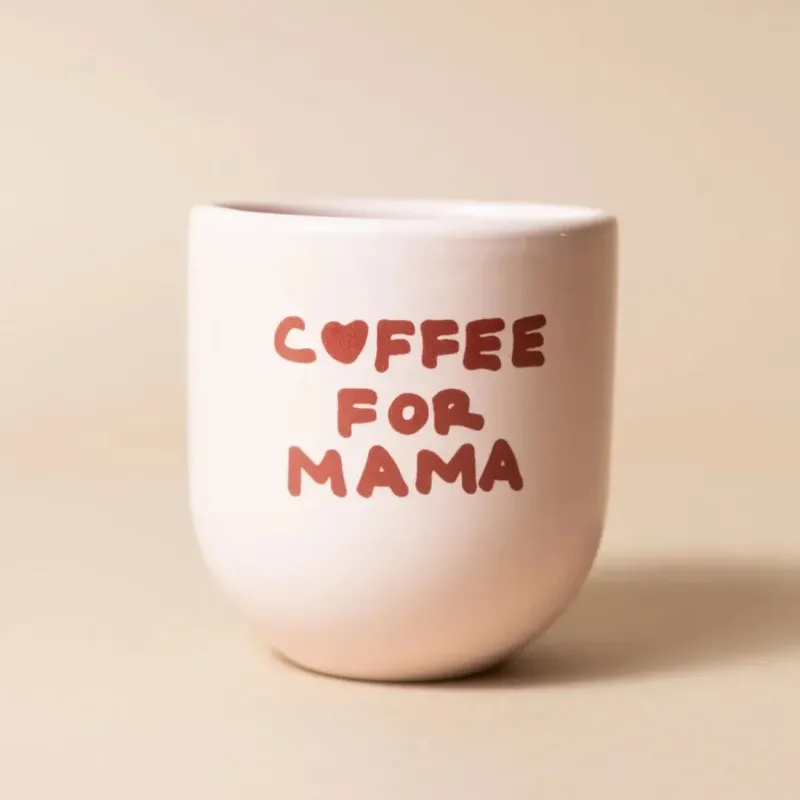 Keramikbecher 'Coffee For Mama' weiß/rot