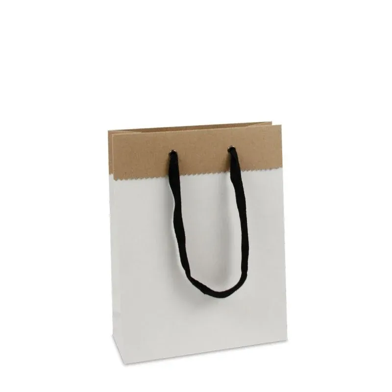 Luxuriöse Papiertaschen aus recyceltem Duplexpapier 20+8x26 cm Weiß (100 Stück) [FP-DPK084]