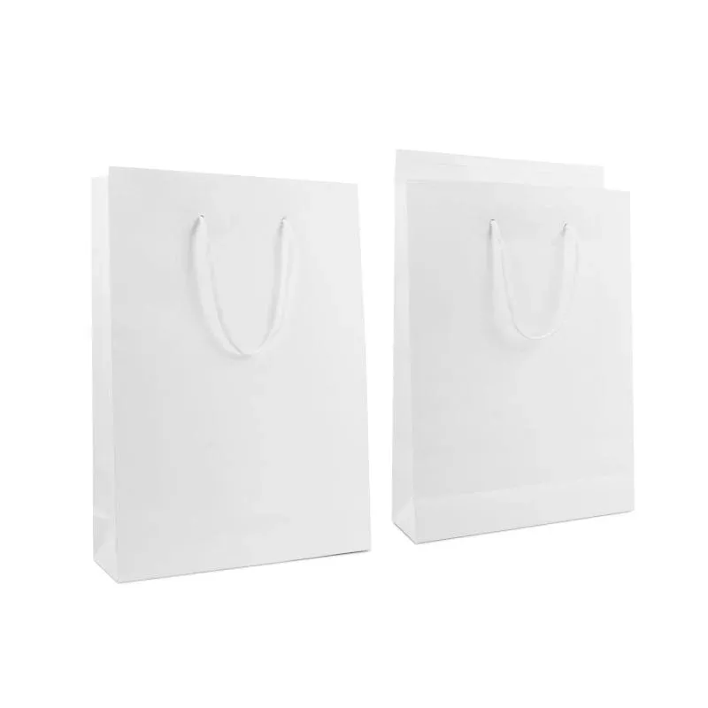 Luxury Carrier Bags with a flap 30+10x42cm White