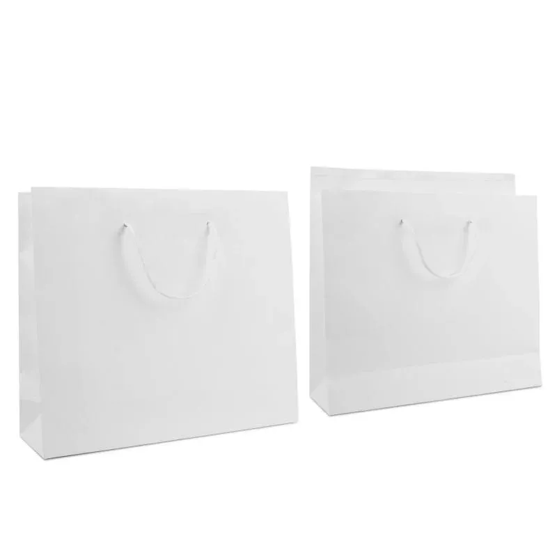 Luxury Carrier Bags with a flap 40+12x35cm White