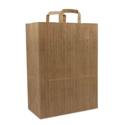Kraftpapiertaschen FSC® - Holzstruktur 32+17x44 cm Braun (250 Stück) [FP-DPL048]