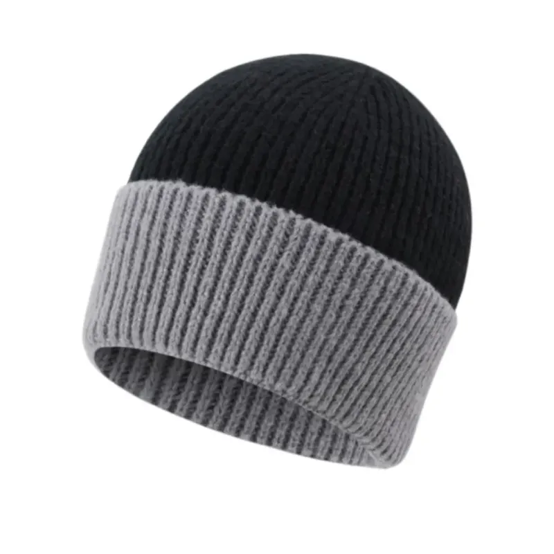 Damen Strickmütze 'Colorblock' schwarz