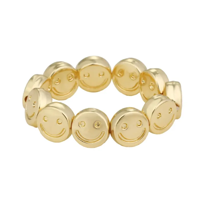 Elastischer Damen Ring 'Smileys' gold