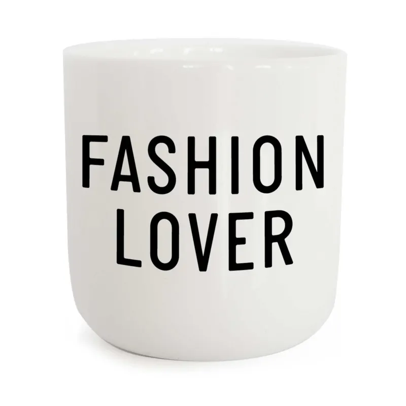 FASHION LOVER | weisser Kaffee- & Tee-BECHER mit schwarzer Typo | PLTY