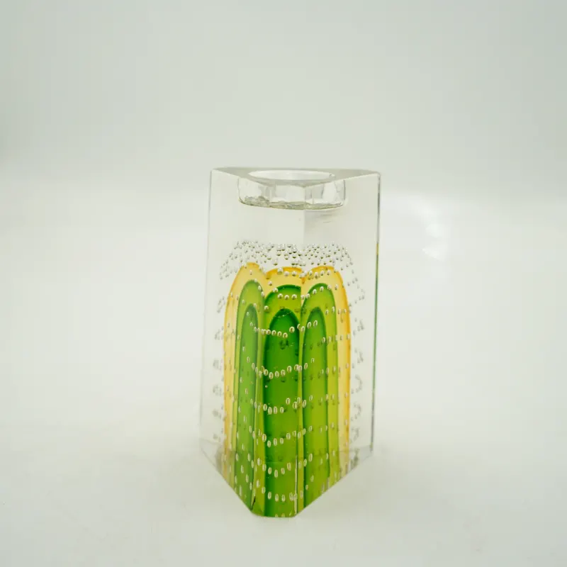 Teelichthalter Murano-Stil Dreieck Höhe ca. 8cm Handarbeit