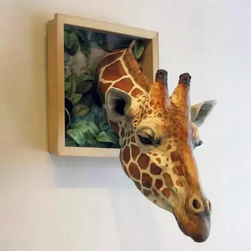 3D Wall Mounted Giraffe Sculpture Home Decor - Image 0