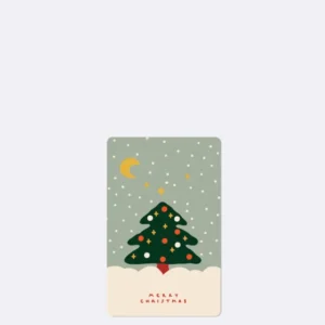 Postkarte in grün mit abgebildetem Weihnachtsbaum