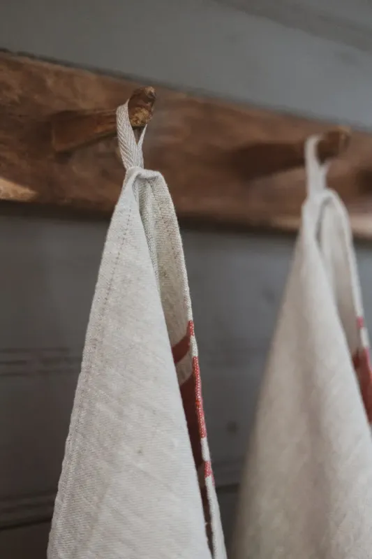 Linen Kitchen Towels – Set of 2 Tea Towels with Red Stripes Epic Linen