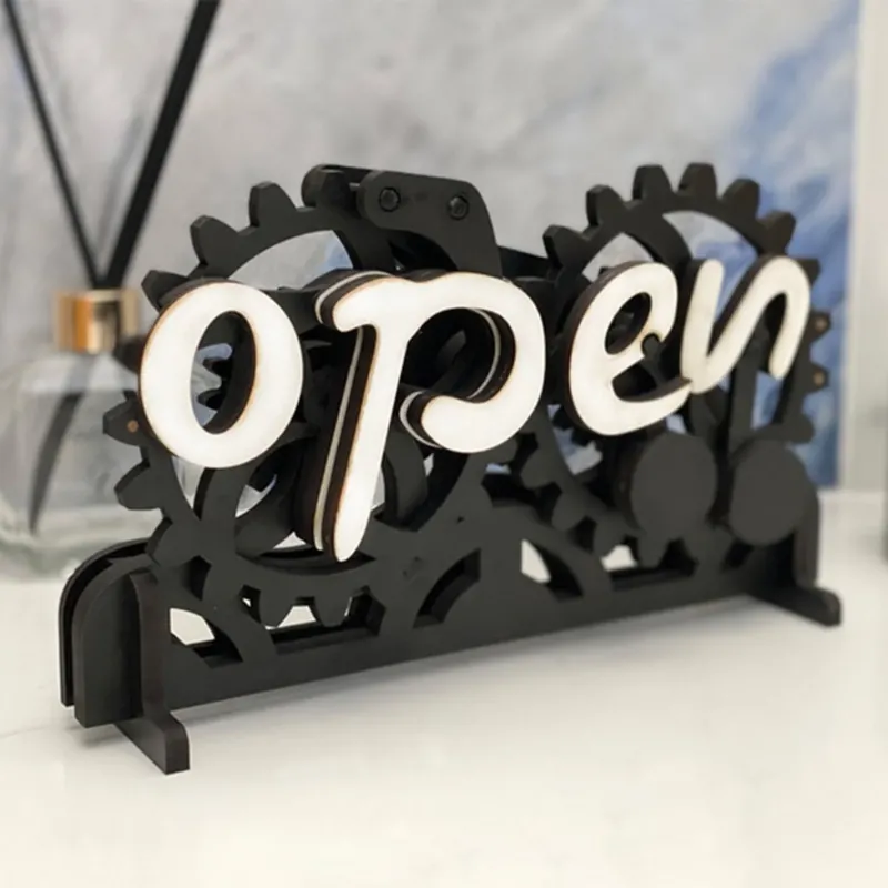 Wooden Double-Sided Reversible Open Closed Sign - Image 0