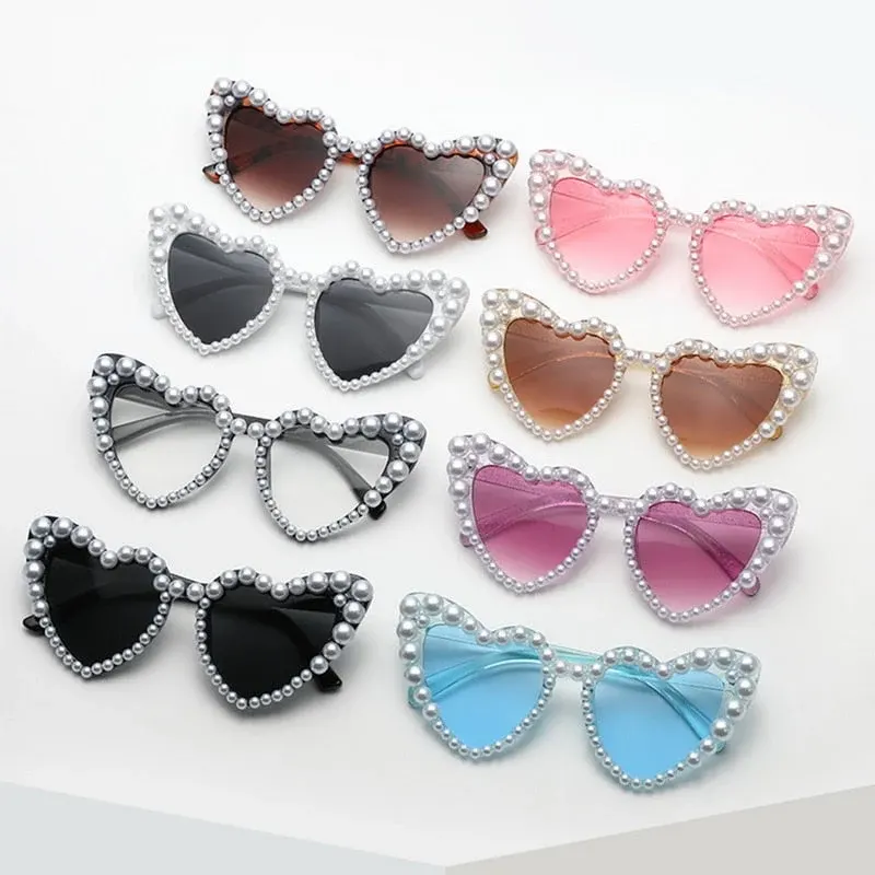 Pearl Heart Retro Cat Eye Sunglasses - Image 0