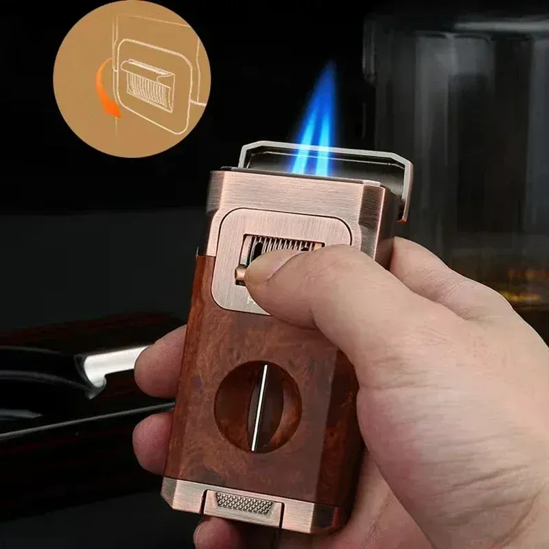 Metal Double Jet Flame Wind Proof Butane Lighter - Image 0