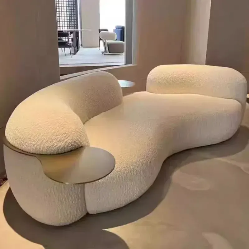 Nordic Style Sculptural Curved Artistic Lounge Sofa - Image 0