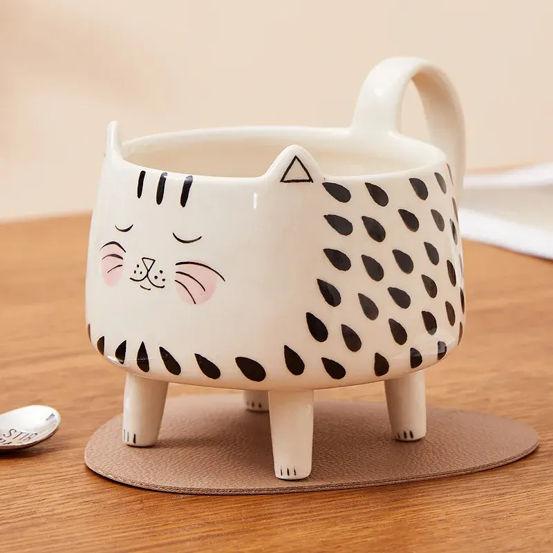 Happy Cat Long Legs Ceramic Mug - Image 0