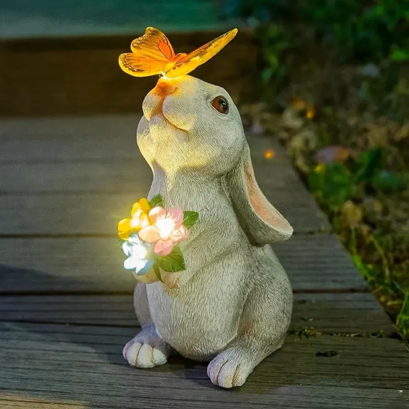 Butterfly and Flower Bunny Garden Light - Image 0