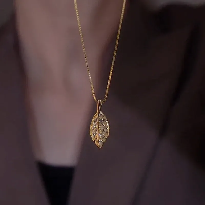 Nature Sparkle Tree Leaf Pendant Necklace - Image 0
