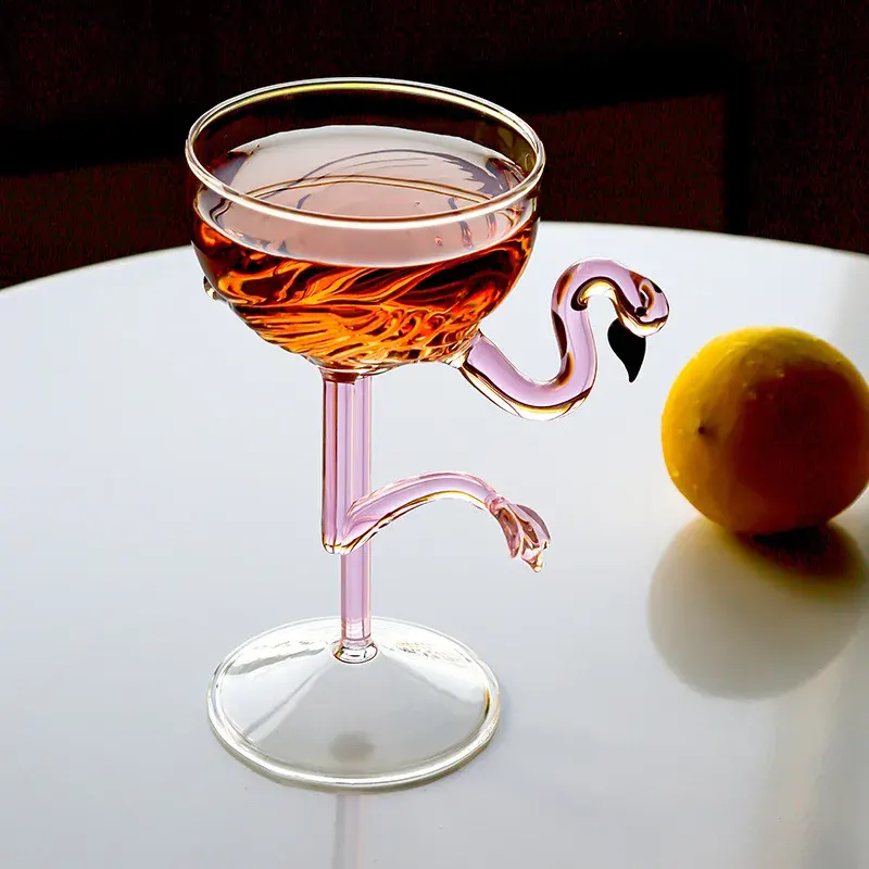 Pink Flamingo Cocktail Clear Party Glasses - Image 0