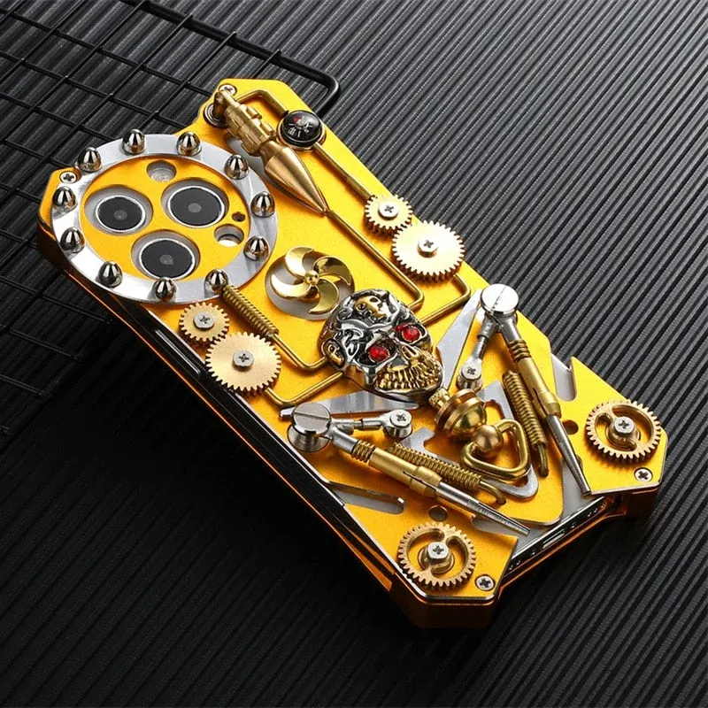 Mechanic Skull Cyberpunk Style iPhone Case - Image 0