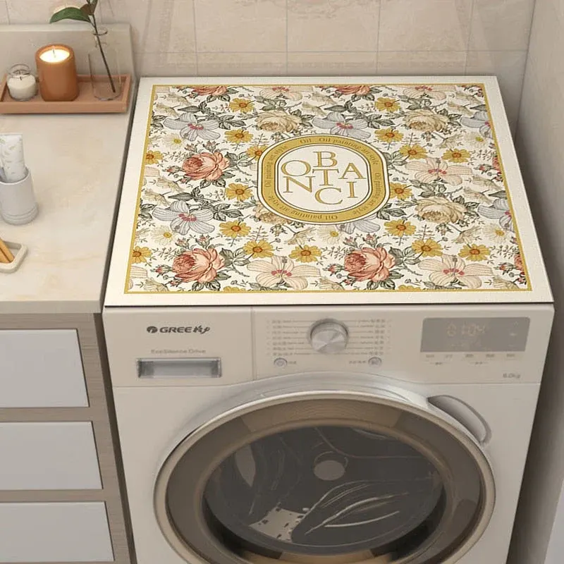 Retro Floral Washing Machine Cover Drainer Mat - Image 0