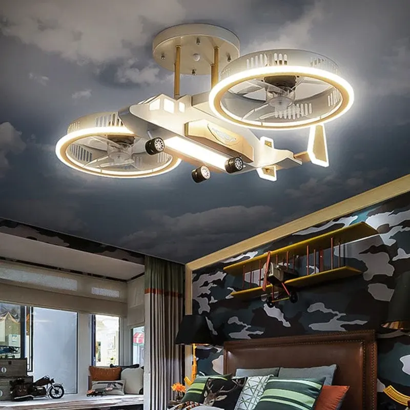 Futuristic Helicopter LED Ceiling Fan Lamp - Image 0