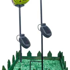 2er Set Glas Vogel Grün/Lila Höhe ca. 8,5cm, Gartendeko mit Solarlicht & Stab 46cm Handarbeit mit Verpackung