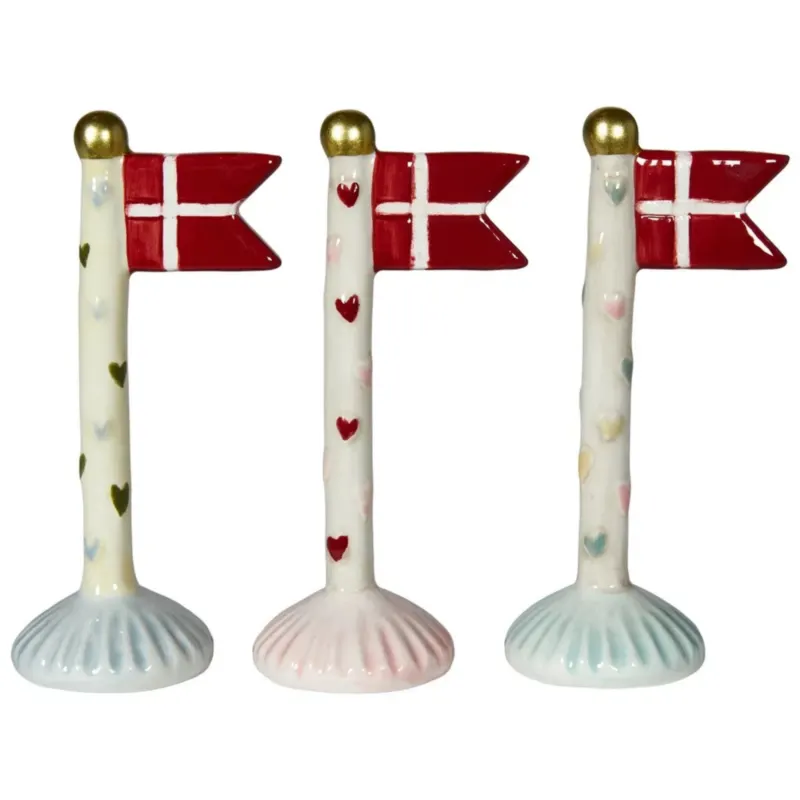 Keramik Fahnenmast mit Herzen H14cm - Mehrere Farben - Speedtsberg