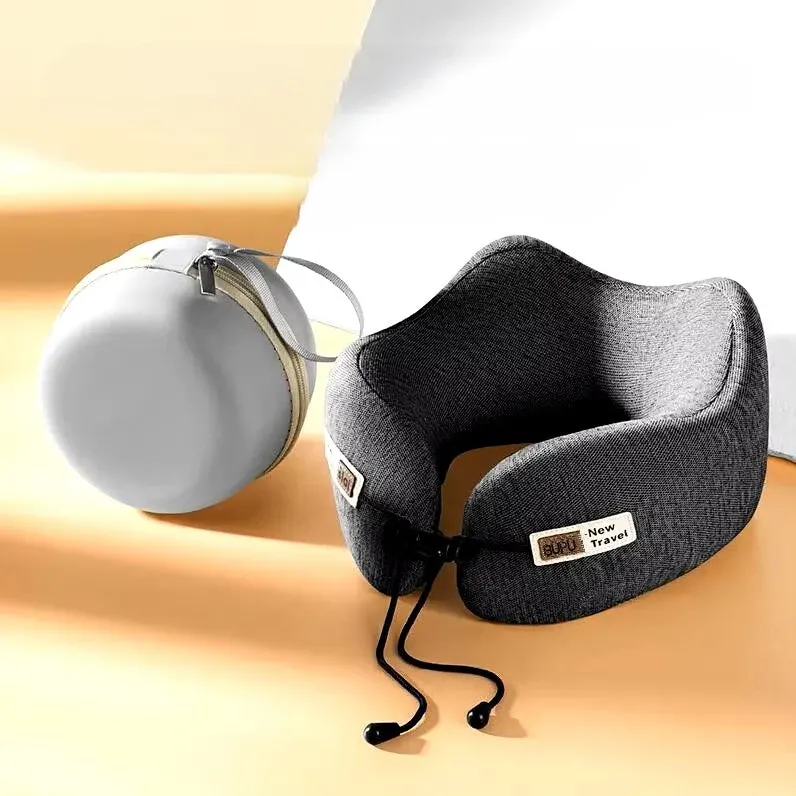 U-Shaped Memory Foam Soft Built-in Storage Case Travel Pillow - Image 0