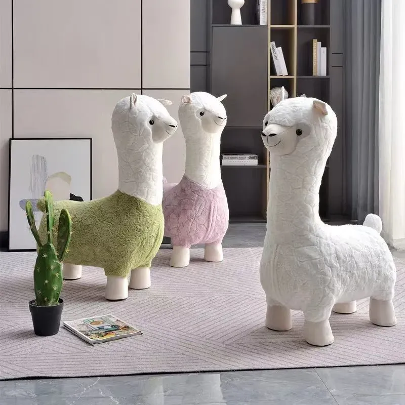 Fluffy Lama Door Entryway Decor Stool - Image 0
