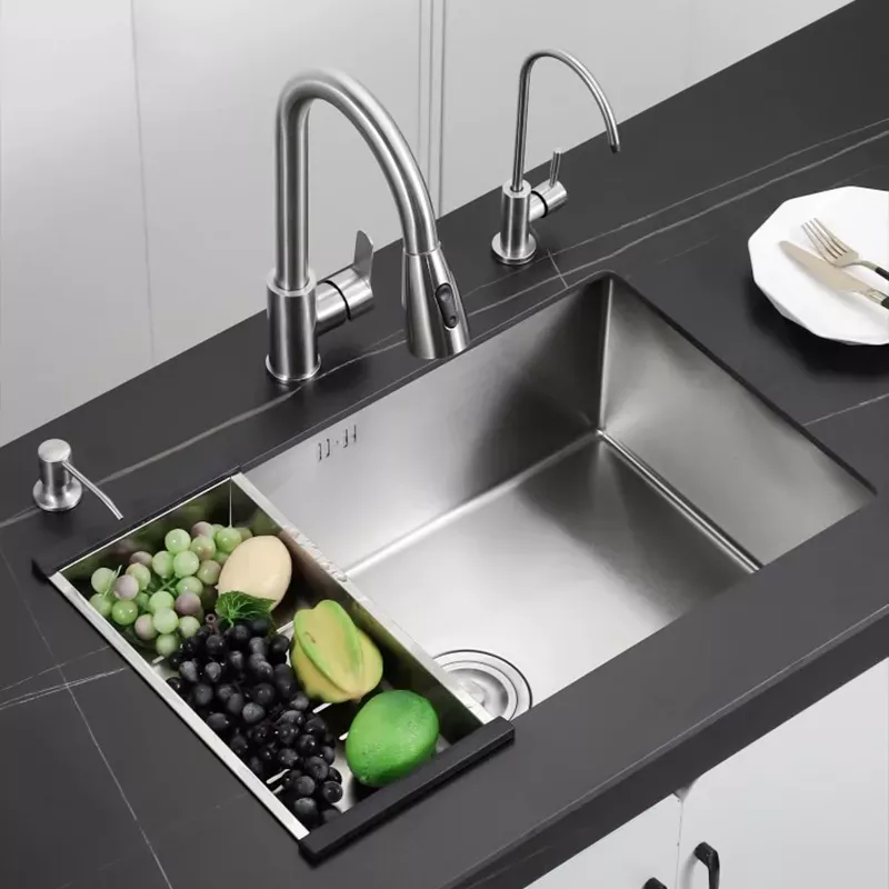 Infinity Edge Steel Artisanal Brushed Kitchen Sink - Image 0
