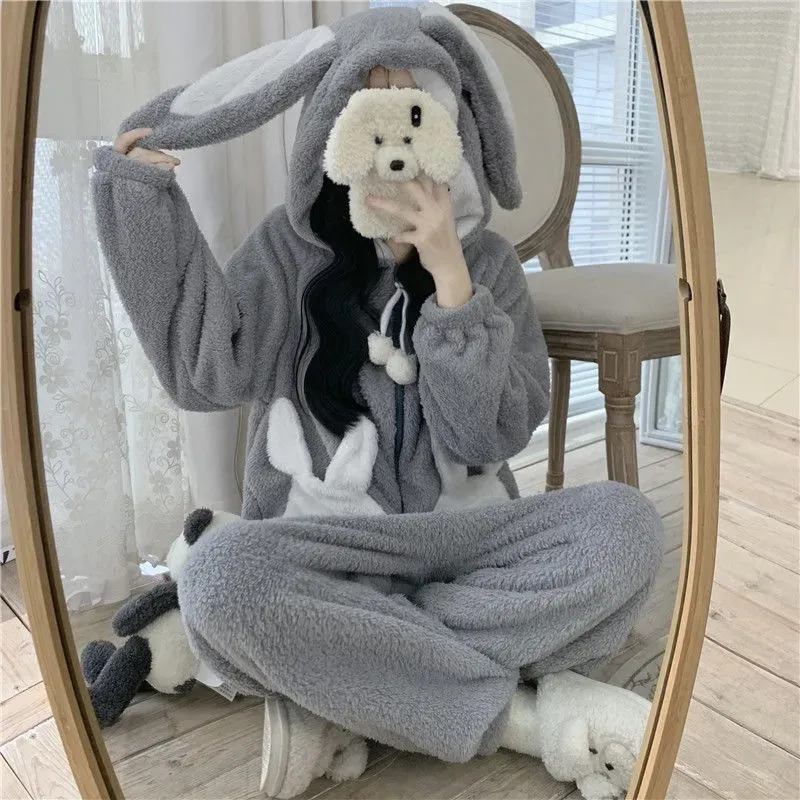 Cozy Bunny Warm Hooded Jumpsuit Pajamas - Image 0