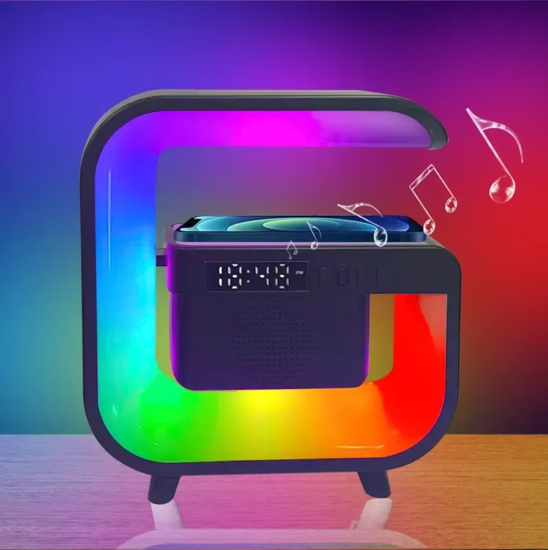 RGB Wireless Charging Bluetooth Futuristic Night Lamp Speaker - Image 0