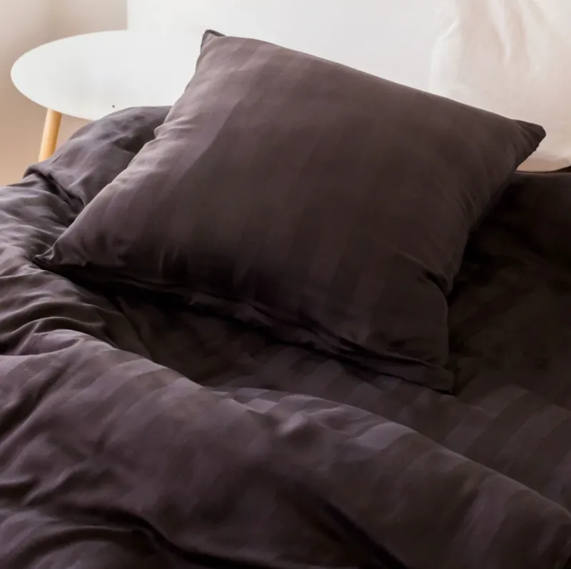 Bambus-Satin-Bettwäsche, braun, 140x220 - 63x60
