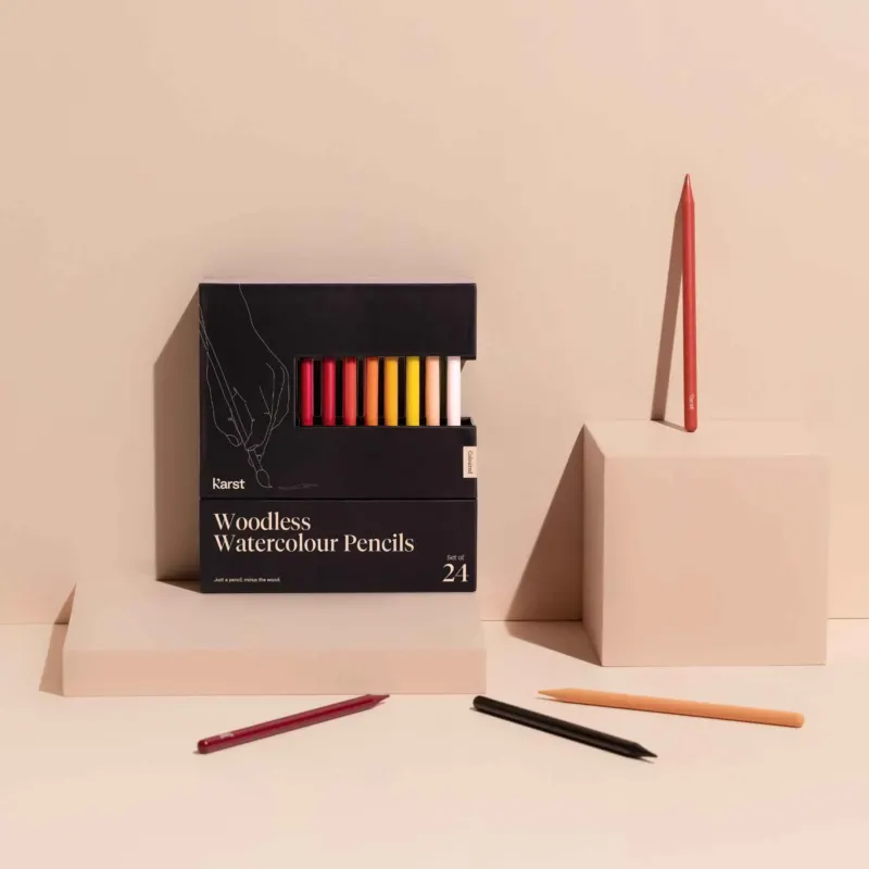 WOODLESS WATERCOLOUR PENCILS - holzfreies Graphit-BLEISTIFT-SET - 24er Set | KarstGoods