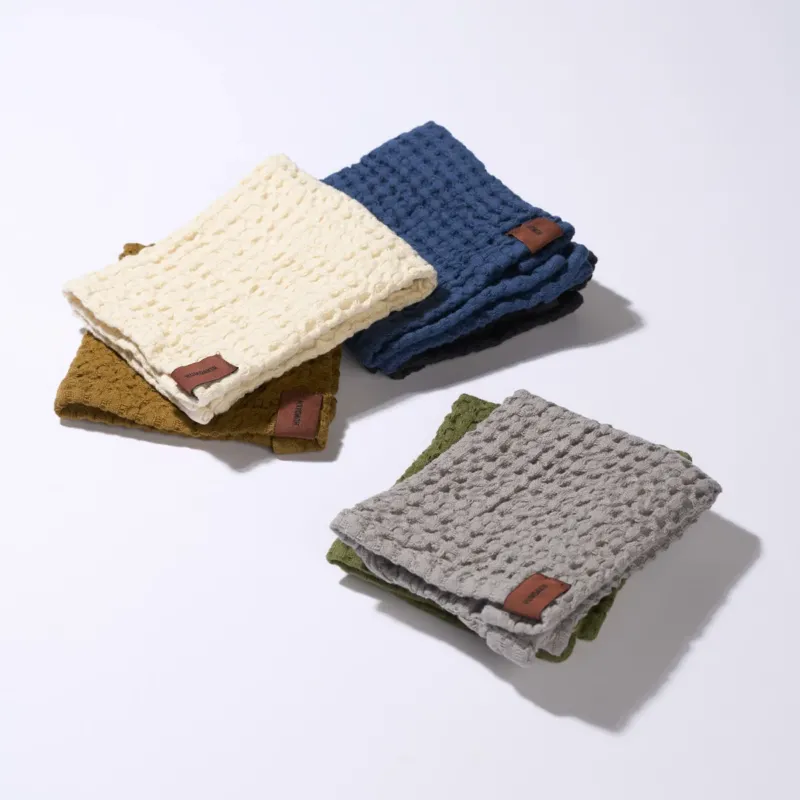 HUMDAKIN Waffel Geschirrtuch - 2er Pack Organic Textiles 107 Stone - Fern